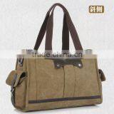 Waxed Canvas Duffel Bag Canvas Tote Bag With Leather Handle thumbnail-3