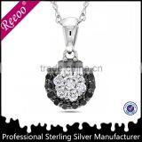 Crescent Moon Pendant Necklace, Stone Flower Pendant thumbnail-1