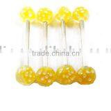 Yellow Acrylic Tongue Barbell Body Piercing Jewelry