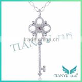 925 Sterling Silver Key Style Necklace Moissantie Diamond Pendants Charms Jewelry