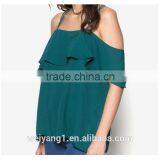 Cold Shoulder Flare Top Woman Off Shoulder Multicolor Blouses thumbnail-3