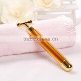 T Shaped Mini Hanheld Vibrating Massager Roller 24K Gold Beauty Massage Bar Facial Anti-wrinkle Roller thumbnail-5
