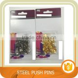 Round head Steel push pin, Thumb tack. Sliver/gold color. Trade assurance.