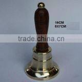 Brass Bell With Mirror Polish With Wooden Handle and Brass Knob on Top thumbnail-1