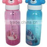 Bear Design Food Safe Kids Plastic Water Bottle BPA Free With Straw thumbnail-1