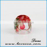 Rose Flower Resin Ring Newest Deisgn Clear Resin Real Flower Ring Jewelry thumbnail-5