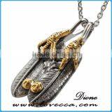 Popular High Quality Jewelry Claw Feather Never Fade Stainless Steel Pendant for Men and Women thumbnail-2