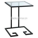 Simple Design Iron Black Color Metal End Table With Glass Top for Living Room High Grade Quality