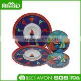 Cream Green Block Design Food Safety Budget Price Melamine Family Dinnerware thumbnail-3