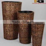 Round Shape Water Hyacinth Weaving Garden Planter/vase With Zinc thumbnail-1