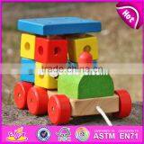 New Design Toddlers Building Blocks Wooden Pull Train Toy W05C072 thumbnail-3