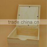 Unfinish Photo Frame Wood Box Wooden Treasure Chest Frame Box thumbnail-2