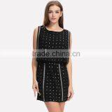 OEM Service Supply Design Sleeveless Latest Sequin Top Chiffon Short Skater Dress thumbnail-3