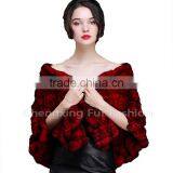 CX-B-21E 2016 New Knitted Genuine Rex Fur Shawls Rabbit Fur Poncho thumbnail-1