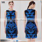 Sleeveless Blue Wave Pattern Slim Cotton Dress Latest Dress Designs for Ladies SR-D9785 thumbnail-1