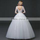 MGOO Beaded Embroidery Wrap Chest Cream Crepe Empire Vintage Wedding Dress Formal Dress With Half Sleeve thumbnail-2