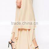 Women Summer Wear Beach Wear Asymmetrical Design Lvory Floaty Maxi Chiffon Skirt With Layers thumbnail-4