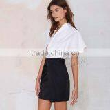 MGOO 2015 Cheap Price OEM Services Women Black Wrap Office Skirts Mini Above Knee Length Wraparound 15144A413 thumbnail-3