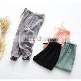Boys and Girls Pure Color Cotton Lantern Pants Children's Clothing Wavy Striped Pants thumbnail-2