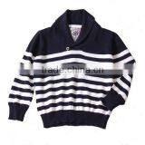 Turn Down Collar Children Stripe Knitting Patterns Sweater thumbnail-1