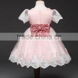 Girls Short Sleeved Wedding Dress Big Bow Dress Lace Wedding Dress Bridal thumbnail-4