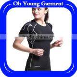 Custom Womens Short Sleeve Cotton Striped T Shirts,New Design Top Quality O Neck Cotton Striped T-Shirts For Women thumbnail-1