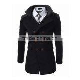 Hot Sale Long Sleeve Woolen Black Navy and Gary Warm 4 Size for Choice Coat of Wool thumbnail-4