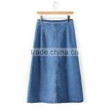 EY0582A 2015 New Style Women Tall Waist Pure Color Single-breasted Cowboy Short Skirt in Front of it thumbnail-3