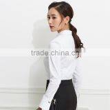 2017 New Design Ladies Office Wear White V-neck Collar Blouse for Women thumbnail-3