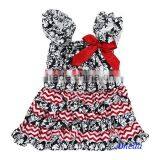 Christmas Black Damask Red Chevron Satin Ruffles Pettidress 6M-5Y thumbnail-1