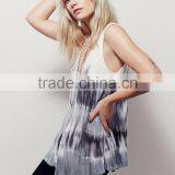 2016 Guangzhou Shandao New Summer Beach Wear Women Casual Sleeveless Printed Round Neck Chiffon Latest Fashion Long Top Design thumbnail-2