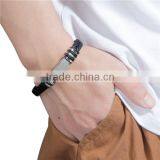 Black Blank Pattern 304 Stainless Steel College Silicone Beautiful Newest Wristbands Bangle