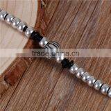 Wax Rope Hand Made Beaded Bracelets Antique Silver Black Halloween Pumpkin Round 21cm Long thumbnail-2