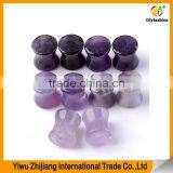 Natural Stone Amethyst Green Aventurine Hematite Howlite Turquoise Double Flared Saddle Plug Gauge Ear Stretchers thumbnail-4