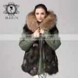 Italy Designer Army Real Fox Fur Parka 2016 Women Jackets With Natural Fur Collar thumbnail-2