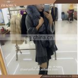 100% Real Fashion Pashmina Shawl Cape with fox fur collar cashmere shawl