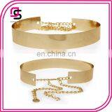 factory customize wholesale woman ladies metal mirror wide waist belt with chain