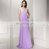 Wholesale Elegant V Neck Lace Top Chiffon Simple Long Evening Dresses SD386 thumbnail-1