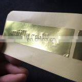 New ! Luxury High Quality Beautiful Custom Rectangle Embossing Golden Paper Sticker