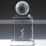 3d Crystal Golf Trophy With Golfball on the Top