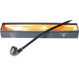 400mm Length Wooden Resin Long Tobacco Pipe With Small Serpentinite Head for Smoking thumbnail-5