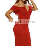 High Quality Women Sexy Off Shoulder V Neck Casual Dress Women Elegant Bodycon Pencil Summer Dress thumbnail-4