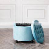 Storage Ottoman Chair Storage Stool Linen Round Pouffe Chair Pouffe Ottoman Footstool thumbnail-2