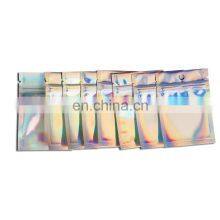 Low Moq Ready to Ship Mylar Zipper Transparent Holographic Glitter Bags for Makeup Beauty Sponge Holographic Packaging thumbnail-3