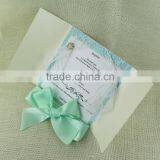 2016 Hot Sale & High-end Elegant White Lace Wedding Invitations With Ivory Ribbons & Crystal Brooches thumbnail-2