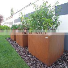 Customize Beautiful Not Coated Corten Steel Metal Flowerpot Rectangular Flowerpot Planter thumbnail-3