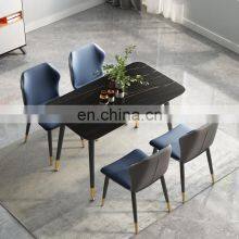 New Italian White Black Marble Rectangular Modern Luxury Designs Top Dining Room Tables Marble Dining Table thumbnail-1