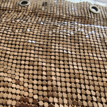 Mesh Chain Mail Curtains Industry Supply Colorful Soft Metal Decorative Aluminum Cloth Fabric Sequin Gold Anodized Modern Window thumbnail-2