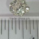 8MM, SILVER COLOR METAL WITH RHINESTONE BEADS ROUNDEL BEADS/SPACER