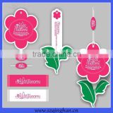 cheap recycle paper red flowers main/neck hang tags for Garment